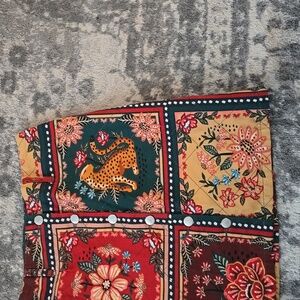 Farm Rio Anthropologie Colorful Tapestry Quilted Button Front Mini Skirt S